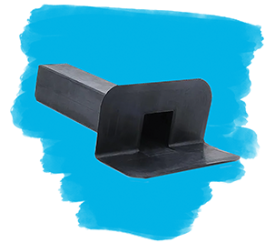 EPDM-Winkelablauf | Seitenablauf | Größe Ablauf = 65 x 100 mm | Klebeversion inkl. Spezialkleber